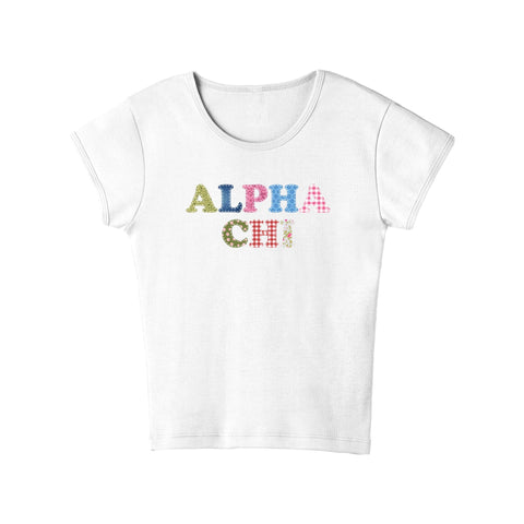Patch Perfect Printed Sorority Baby Tee