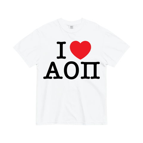 I Heart Tee-Alpha Omicron Pi-Small-white