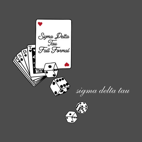 playing cards and dice illustration for sigma delta tau