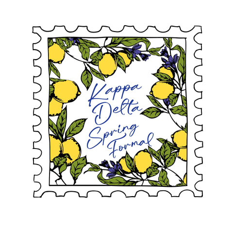 lemon stamp illustration for kappa delta spring formal