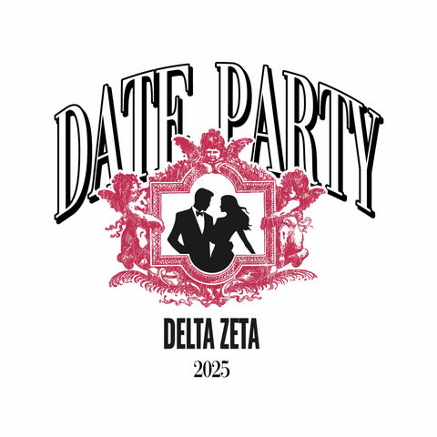 delta zeta date party with intricate framed picture of well dressed man and woman