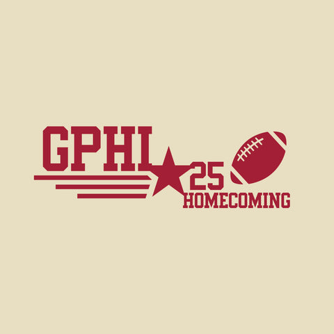 Gamma Phi Beta homecoming design with a football and a star