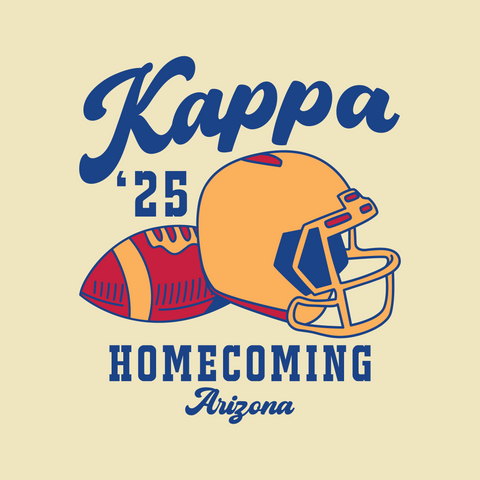 Kappa alpha theta arizona homecoming graphic with football and football helmet