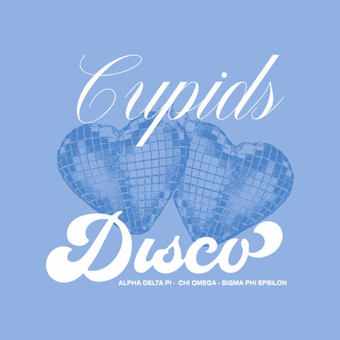 cupids disco design with disco ball hearts