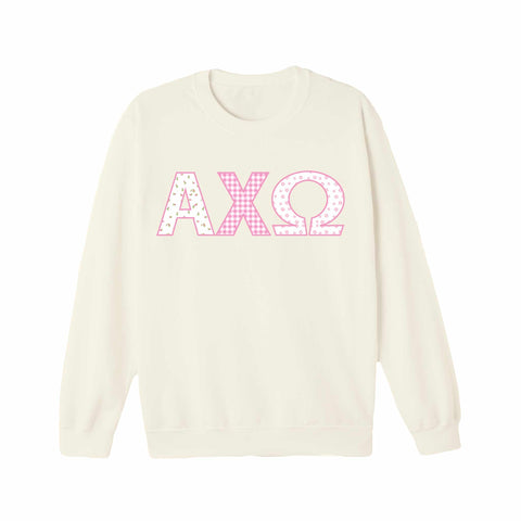 Petal Patchwork Printed Sorority Crewneck