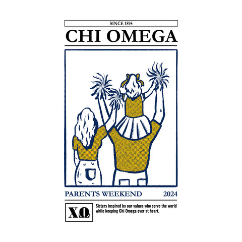 family with a girl on their shoulders for chi omega parents weekend