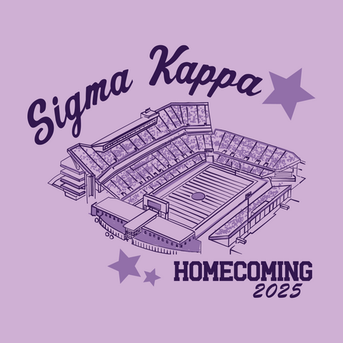 lavender sigma kappa stadium drawing graphic for homecoming
