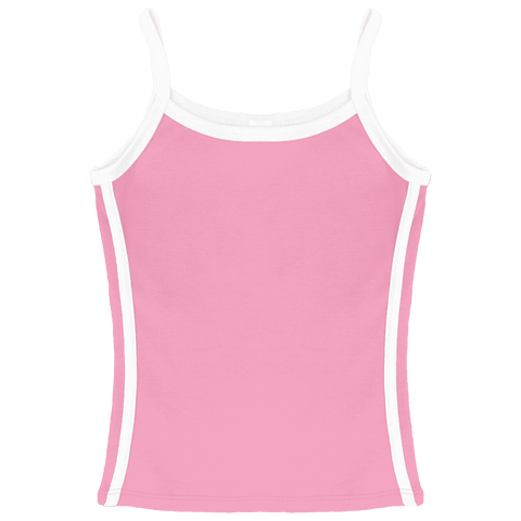 Thalia Tank, custom full-length spaghetti strap tank top with white side stripes in dream house color