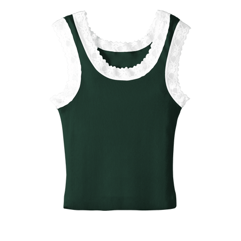 Victoria Tank, custom cropped lace tank top in camp cutie color