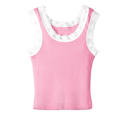 Victoria Tank, custom cropped lace tank top in dream house color