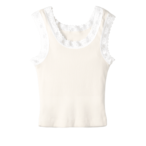 Victoria Tank, custom cropped lace tank top in oat milk please color