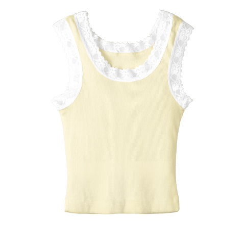 Victoria Tank, custom cropped lace tank top in sandy chic color