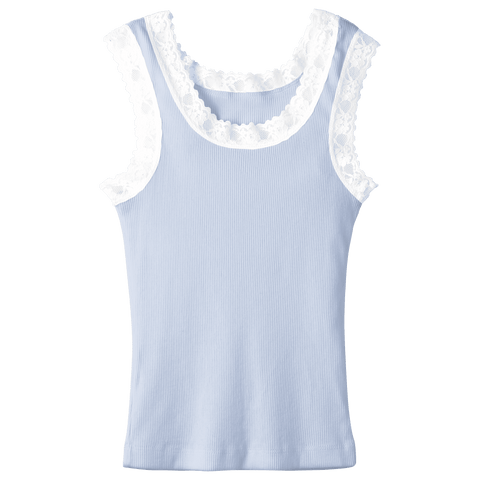 Victoria Tank, custom full-length lace tank top in healing angelite color