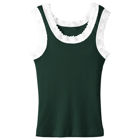 Victoria Tank, custom full-length lace tank top in camp cutie color