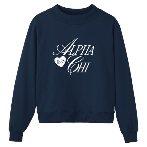 Adorn Navy Sorority Mock Neck