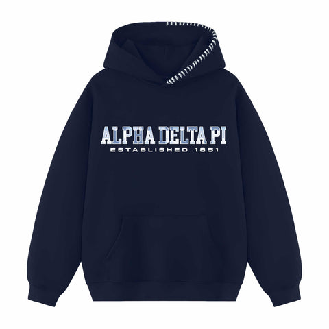 Pieced Together Hood Stitch Sorority Hoodie