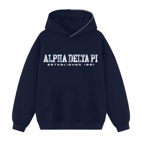 Pieced Together Hood Stitch Sorority Hoodie