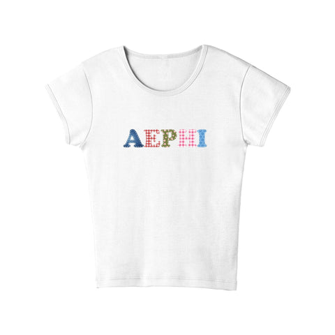 Patch Perfect Printed Sorority Baby Tee
