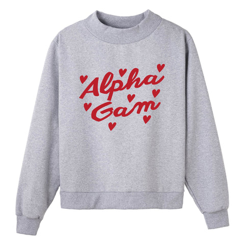 Heartbeat Gray Sorority Mock Neck