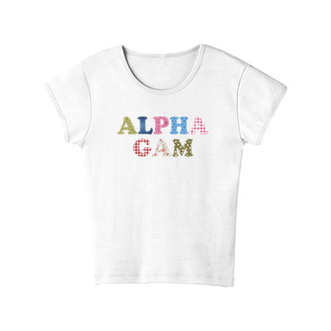 Patch Perfect Printed Sorority Baby Tee