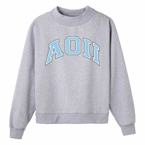 Light Blue Campus Colors Sorority Mock Neck