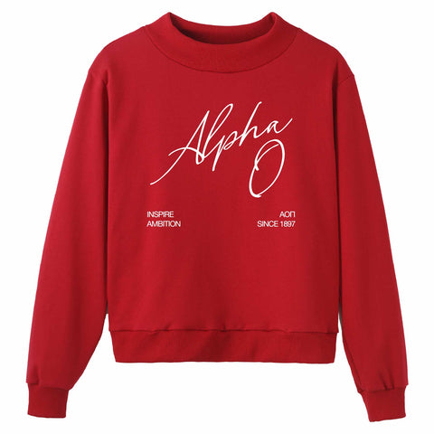 Crimson Script Sorority Mock Neck