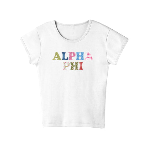 Patch Perfect Printed Sorority Baby Tee