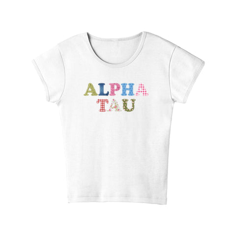 Patch Perfect Printed Sorority Baby Tee