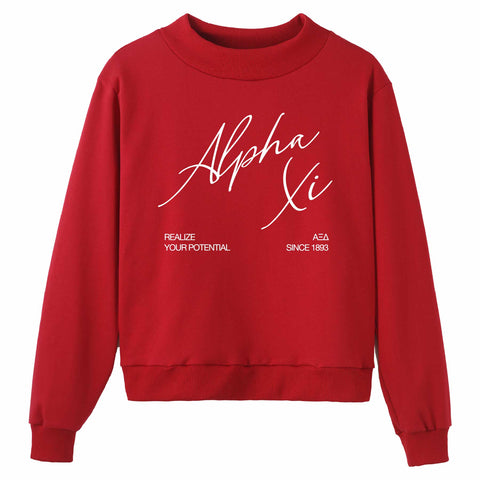 Crimson Script Sorority Mock Neck