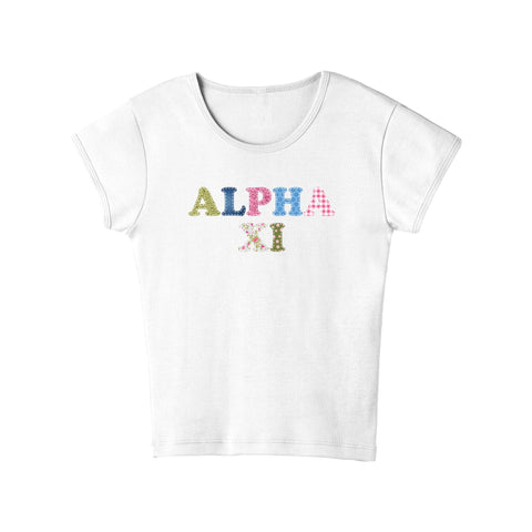 Patch Perfect Printed Sorority Baby Tee