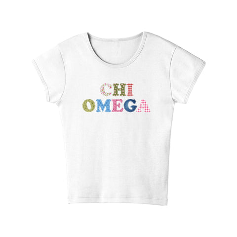 Patch Perfect Printed Sorority Baby Tee