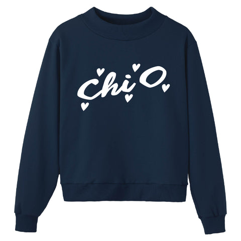 Heartbeat Navy Sorority Mock Neck