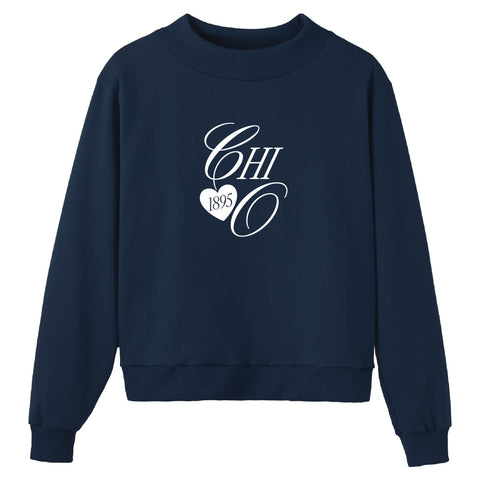 Adorn Navy Sorority Mock Neck
