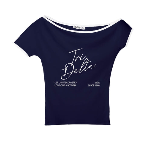 Crimson Script Navy Sorority Marina Top