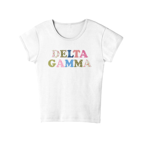 Patch Perfect Printed Sorority Baby Tee