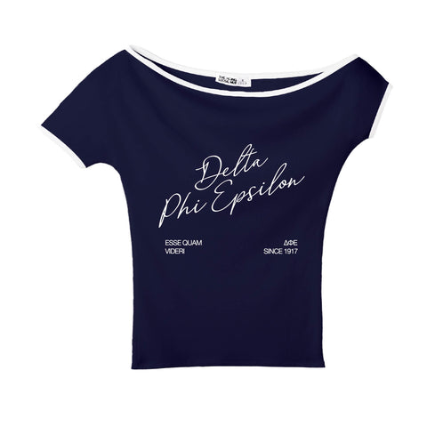 Crimson Script Navy Sorority Marina Top