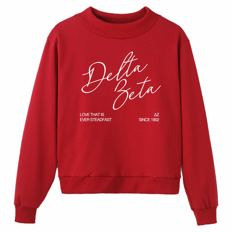 Crimson Script Sorority Mock Neck
