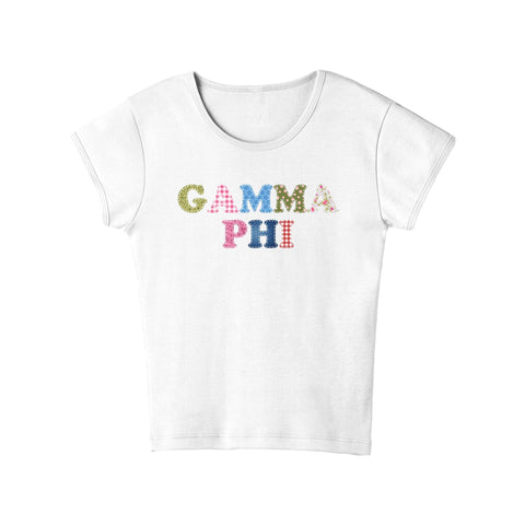 Patch Perfect Printed Sorority Baby Tee