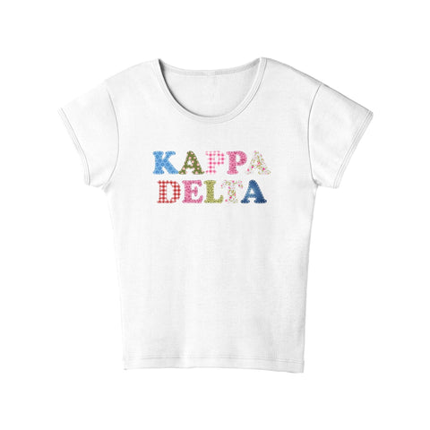 Patch Perfect Printed Sorority Baby Tee
