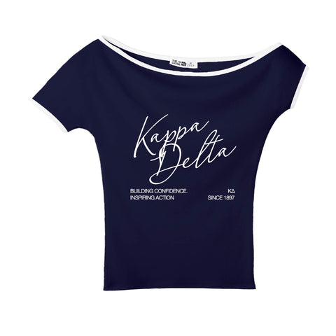 Crimson Script Navy Sorority Marina Top