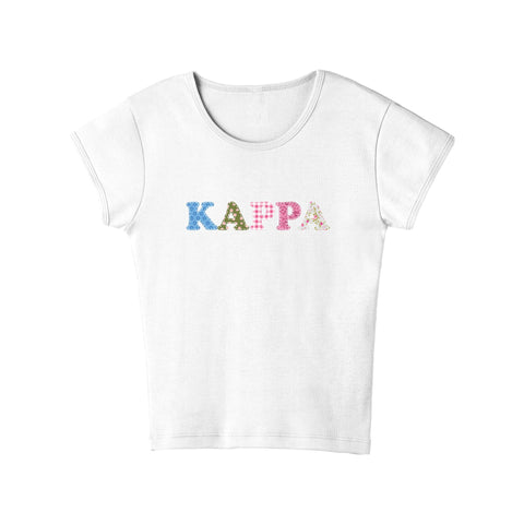 Patch Perfect Printed Sorority Baby Tee