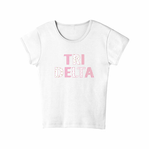 Petal Patchwork Printed Sorority Baby Tee