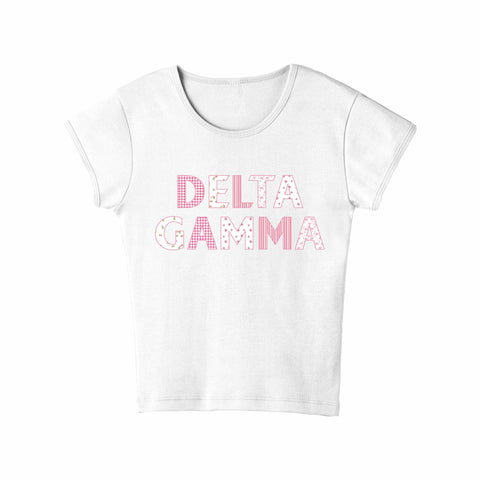 Petal Patchwork Printed Sorority Baby Tee