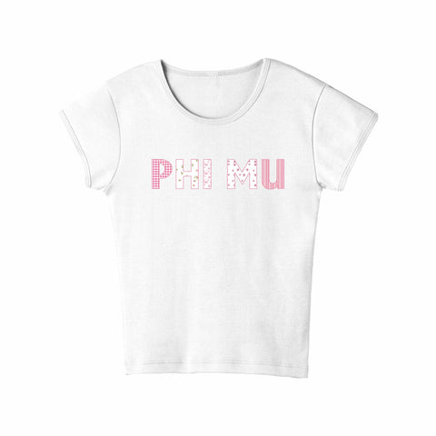 Petal Patchwork Printed Sorority Baby Tee