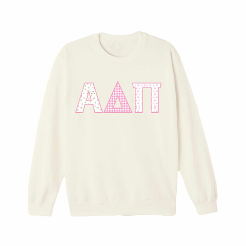 Petal Patchwork Printed Sorority Crewneck