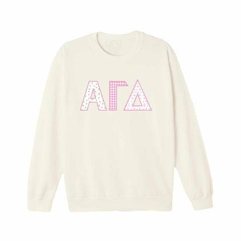 Petal Patchwork Printed Sorority Crewneck