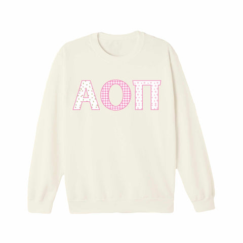 Petal Patchwork Printed Sorority Crewneck