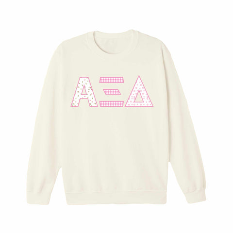Petal Patchwork Printed Sorority Crewneck