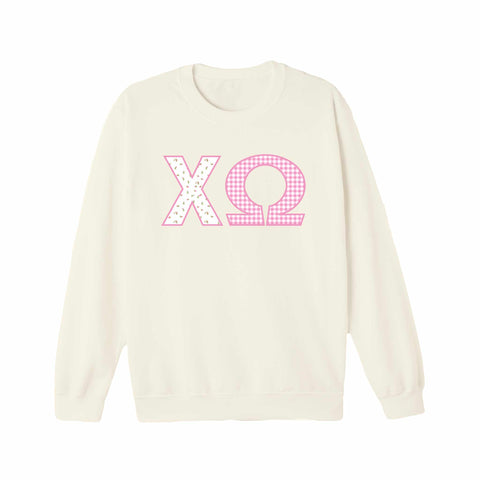 Petal Patchwork Printed Sorority Crewneck