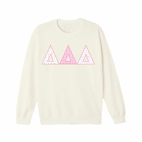 Petal Patchwork Printed Sorority Crewneck
